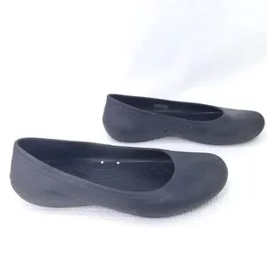 Crocs Ballet Flats Black Rubber Slip On Espadrilles Shoes Womens  Size